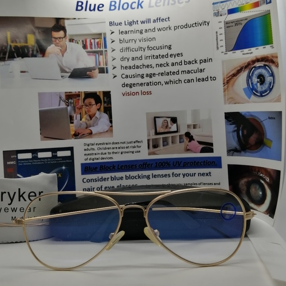 New Computer Aviator Glasses with Blue Block Lens - Picture 3 of 9